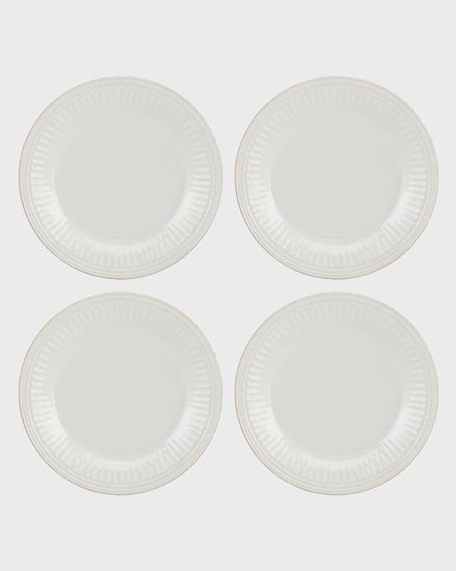 French Perle Groove Dinner Plates, Set of 4